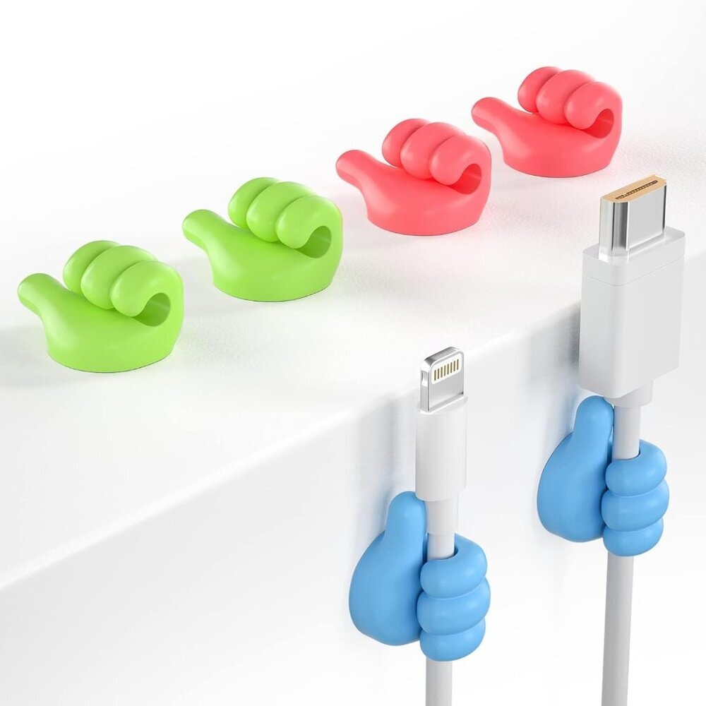 12Pcs Cable Clips, Fun Cord Holders, Silicone Thumb Wall Hooks, Cord Organizer f